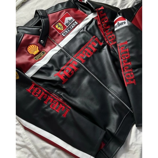 Ferrari Black Racing Zippered Jacket Ferrari Black Racing Zippered Jacket