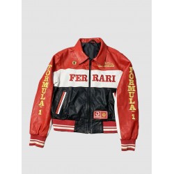Ferrari F1 Red & Black Leather Jacket