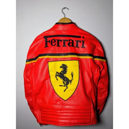 Ferrari Formula 1 Retro Racing Red Leather Jacket Ferrari Formula 1 Retro Racing Red Leather Jacket