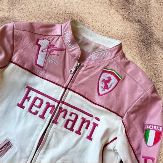 Ferrari Pink Leather Jacket
