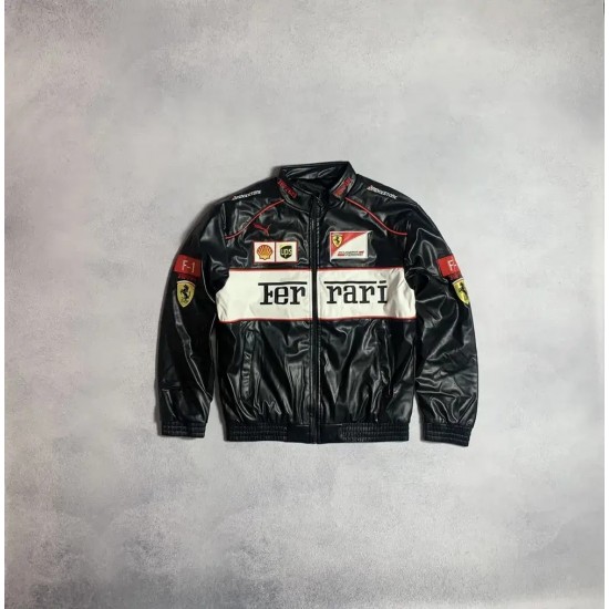 Ferrari Vintage Big Logo Y2K F1 Racing Leather Jacket Ferrari Vintage Big Logo Y2K F1 Racing Leather Jacket