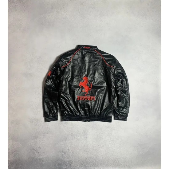Ferrari Vintage Big Logo Y2K F1 Racing Leather Jacket Ferrari Vintage Big Logo Y2K F1 Racing Leather Jacket