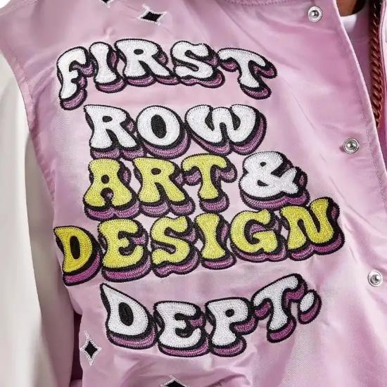 First Row Art & Design Dept Lavender Varsity Jacket First Row Art & Design Dept Lavender Varsity Jacket