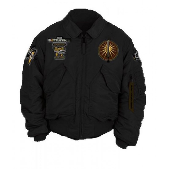 Flight Battletech Mechwarrior Bomber Black Satin Jacket Flight Battletech Mechwarrior Bomber Black Satin Jacket