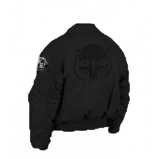 Flight Battletech Mechwarrior Bomber Black Satin Jacket Flight Battletech Mechwarrior Bomber Black Satin Jacket