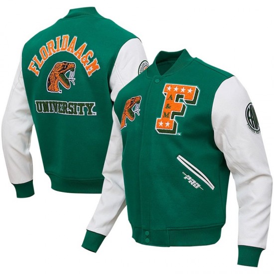 Florida A&M Rattlers Varsity Green and White Jacket Florida A&M Rattlers Varsity Green and White Jacket