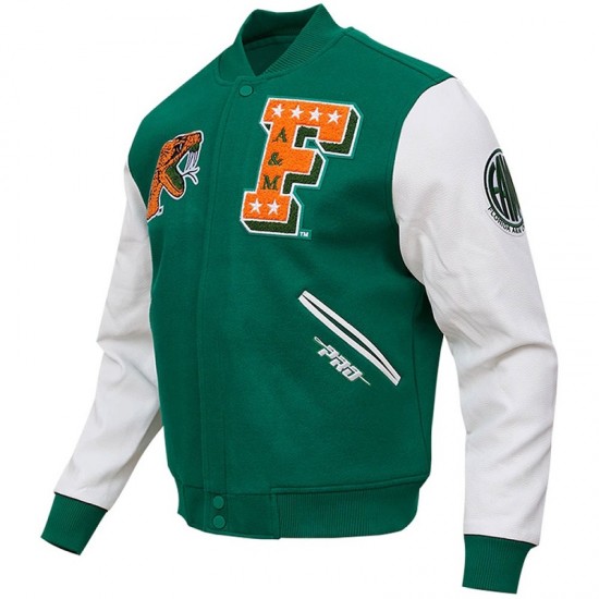 Florida A&M Rattlers Varsity Green and White Jacket Florida A&M Rattlers Varsity Green and White Jacket