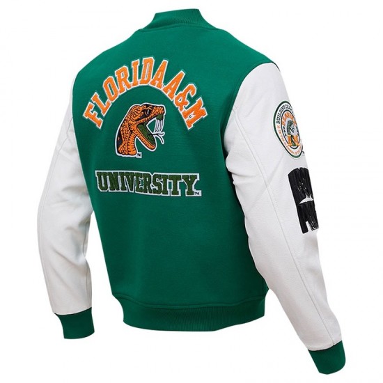 Florida A&M Rattlers Varsity Green and White Jacket Florida A&M Rattlers Varsity Green and White Jacket