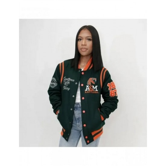FAMU Florida A&M University Unisex Green Varsity Jacket FAMU Florida A&M University Unisex Green Varsity Jacket