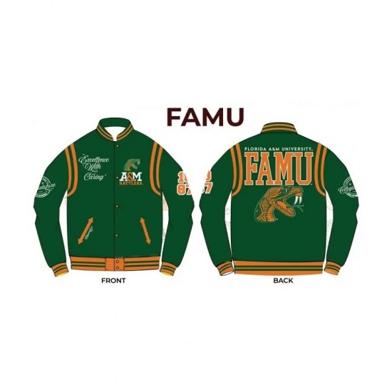 FAMU Florida A&M University Unisex Green Varsity Jacket FAMU Florida A&M University Unisex Green Varsity Jacket