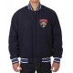 Florida Panthers Bomber Jacket - Navy Blue Wool Classic Florida Panthers Bomber Jacket - Navy Blue Wool Classic