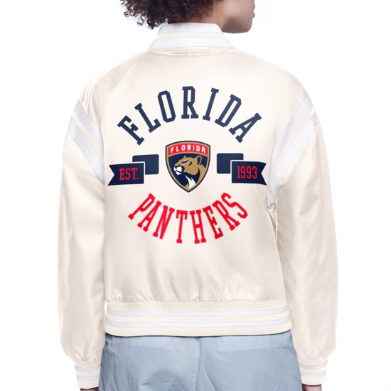 Florida Panthers Printed Logo Varsity Satin Jacket Florida Panthers Printed Logo Varsity Satin Jacket