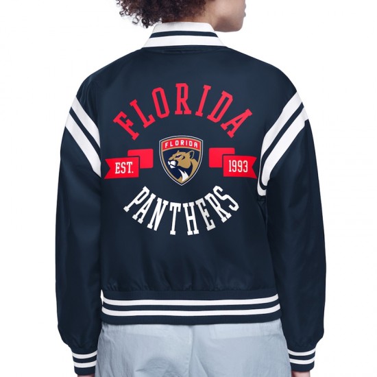 Florida Panthers Printed Logo Varsity Satin Jacket Florida Panthers Printed Logo Varsity Satin Jacket