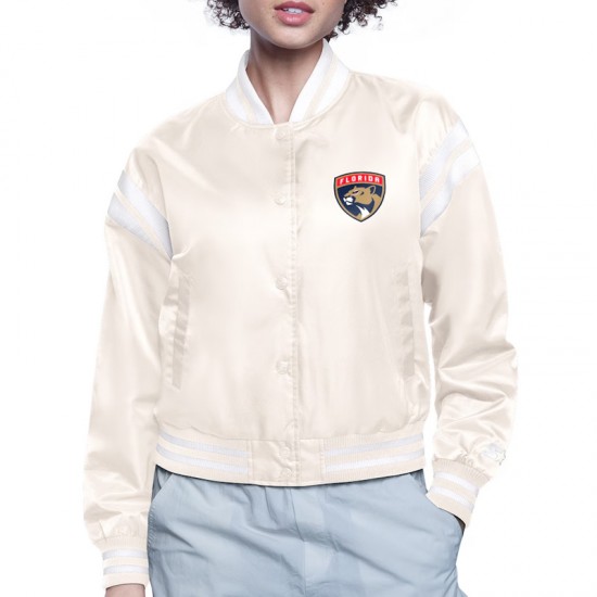 Florida Panthers Printed Logo Varsity Satin Jacket Florida Panthers Printed Logo Varsity Satin Jacket