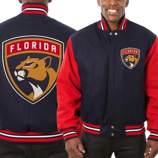 Florida Panthers Varsity Two-Tone Navy Red Wool Jacket Florida Panthers Varsity Two-Tone Navy Red Wool Jacket