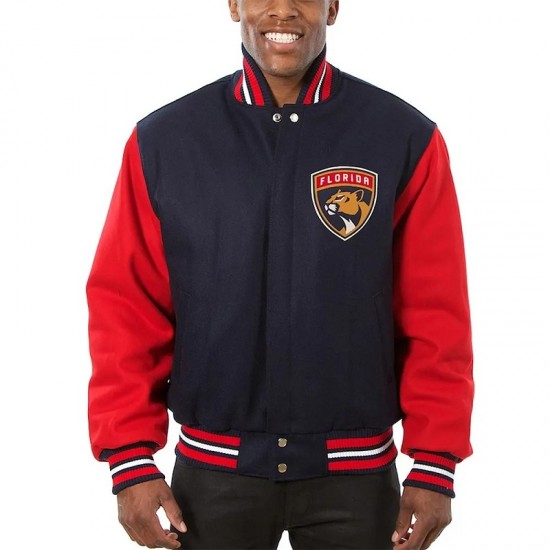 Florida Panthers Varsity Two-Tone Navy Red Wool Jacket Florida Panthers Varsity Two-Tone Navy Red Wool Jacket