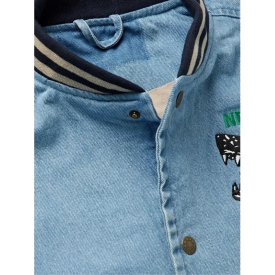 Friends With Animals Denim Varsity Jacket Friends With Animals Denim Varsity Jacket