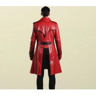 Genuine Leather Men’s Red Coat Handmade Gothic Leather Jacket for Men