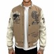 George V Panther Beige Wool Varsity Jacket George V Panther Beige Wool Varsity Jacket