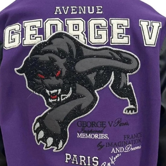 George V Panther Purple Wool Varsity Jacket George V Panther Purple Wool Varsity Jacket