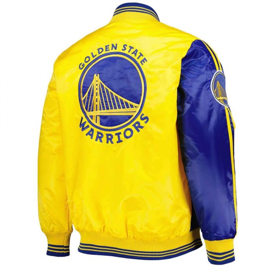 Golden State Warriors Fast Break Royal/Yellow Satin Jacket Golden State Warriors Fast Break Royal/Yellow Satin Jacket