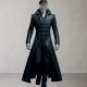 Gothic Steampunk Men Black Leather Trench Coat