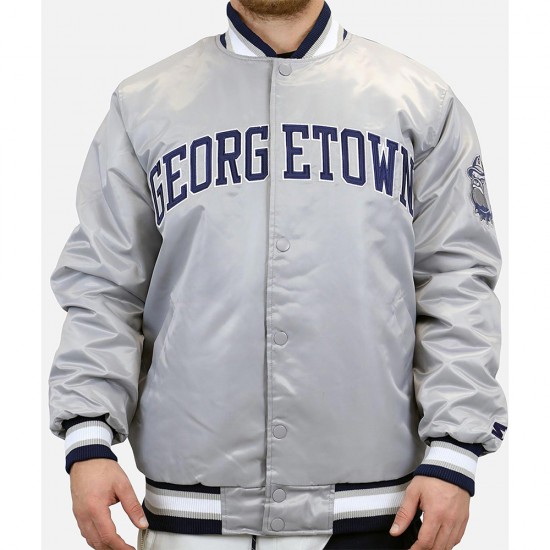 Gray Villa Georgetown Hoyas Team Bomber Satin Jacket Gray Villa Georgetown Hoyas Team Bomber Satin Jacket
