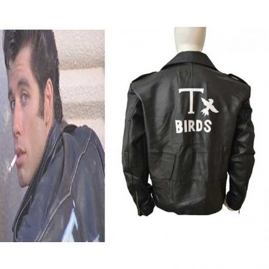 Grease John Joseph Travolta T-Bird Black Leather Jacket Grease John Joseph Travolta T-Bird Black Leather Jacket