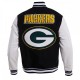 Green Bay Packers Black And White Wool Varsity Jacket Green Bay Packers Black And White Wool Varsity Jacket