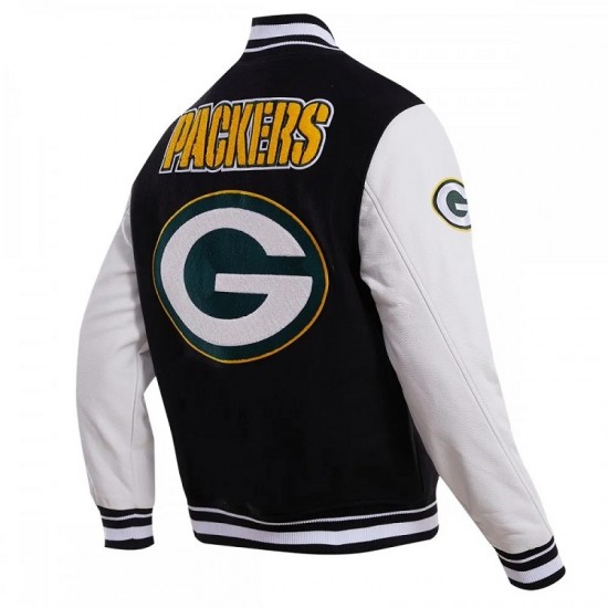 Green Bay Packers Black And White Wool Varsity Jacket Green Bay Packers Black And White Wool Varsity Jacket