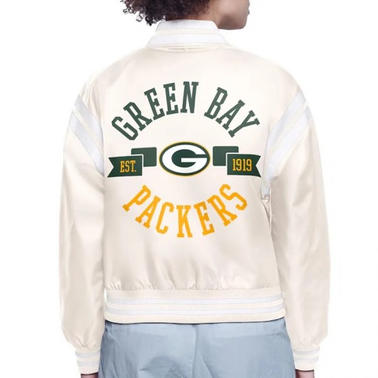 Green Bay Packers Printed Logo Varsity Satin Jacket Green Bay Packers Printed Logo Varsity Satin Jacket
