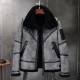 Grey Black Shearling Fur B3 Bomber Genuine Leather Jacket Grey Black Shearling Fur B3 Bomber Genuine Leather Jacket