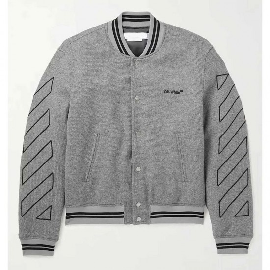 Grey Off White Varsity Wool Jacket Grey Off White Varsity Wool Jacket