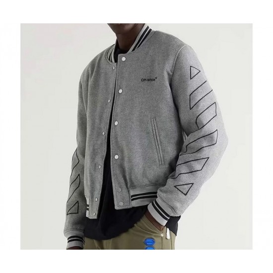 Grey Off White Varsity Wool Jacket Grey Off White Varsity Wool Jacket