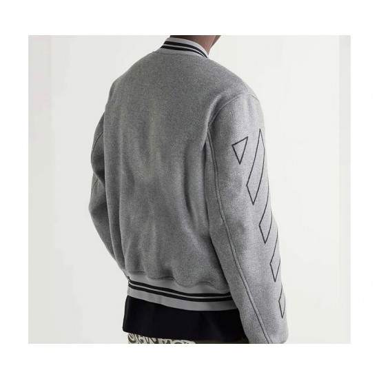 Grey Off White Varsity Wool Jacket Grey Off White Varsity Wool Jacket