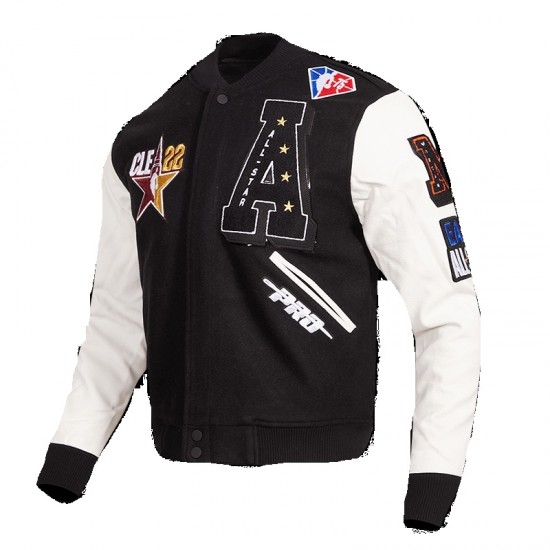 HBCU All Star Black With White Logo Biker Varsity Jacket HBCU All Star Black With White Logo Biker Varsity Jacket