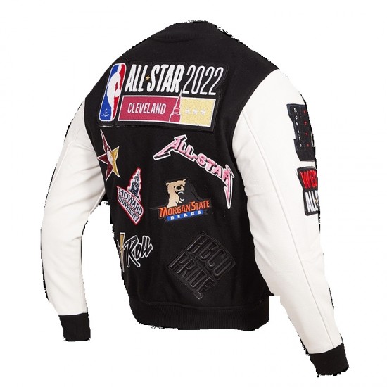 HBCU All Star Black With White Logo Biker Varsity Jacket HBCU All Star Black With White Logo Biker Varsity Jacket