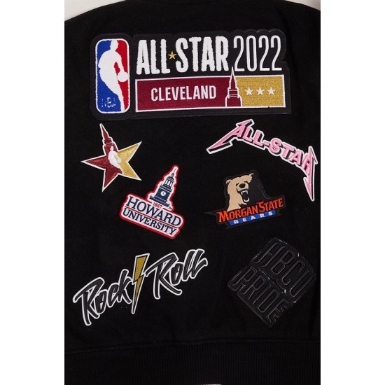 HBCU All Star Black With White Logo Biker Varsity Jacket HBCU All Star Black With White Logo Biker Varsity Jacket