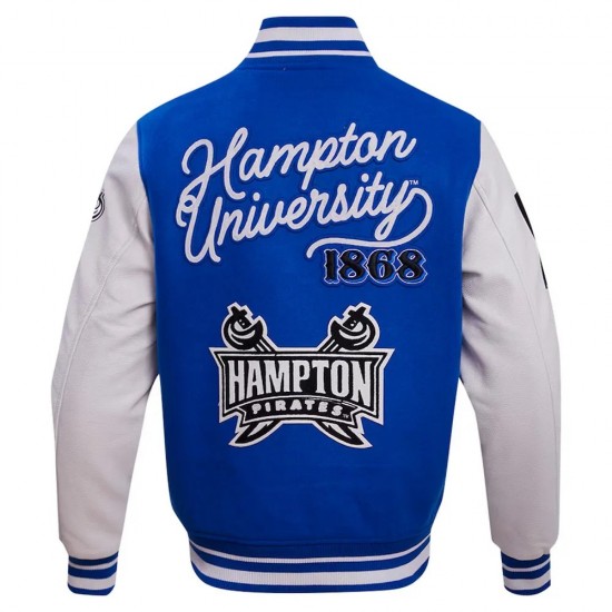 Hampton Pirates HBCU Royal & White Varsity Jacket