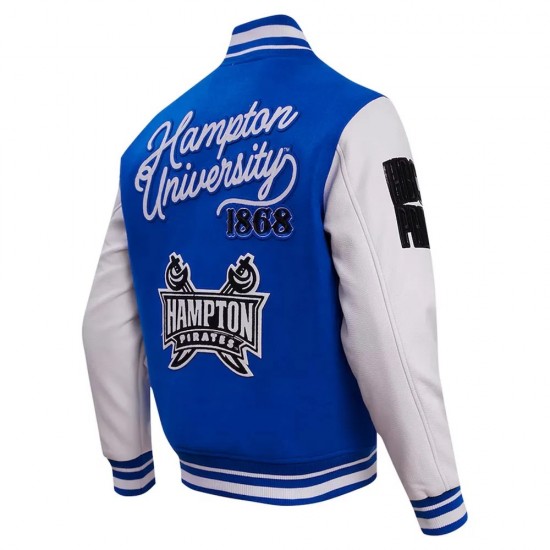 Hampton Pirates HBCU Royal & White Varsity Jacket