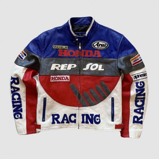 Handmade Honda Repsol Racing Leather Jacket Handmade Honda Repsol Racing Leather Jacket