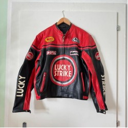Handmade Lucky Strike Racing Leather Jacket