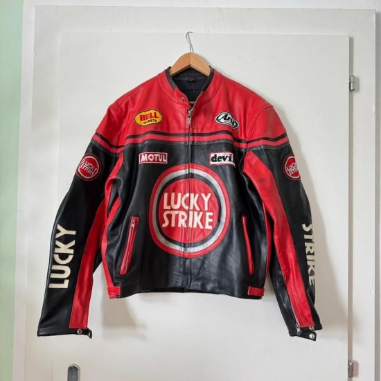 Handmade Lucky Strike Racing Leather Jacket