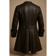 Handmade Vintage Dark Brown Leather Frock Coat