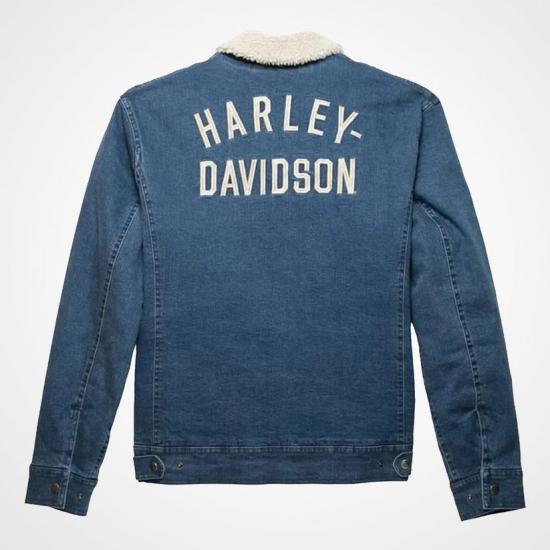 Harley Davidson Blue Denim Jacket with Fur Collar