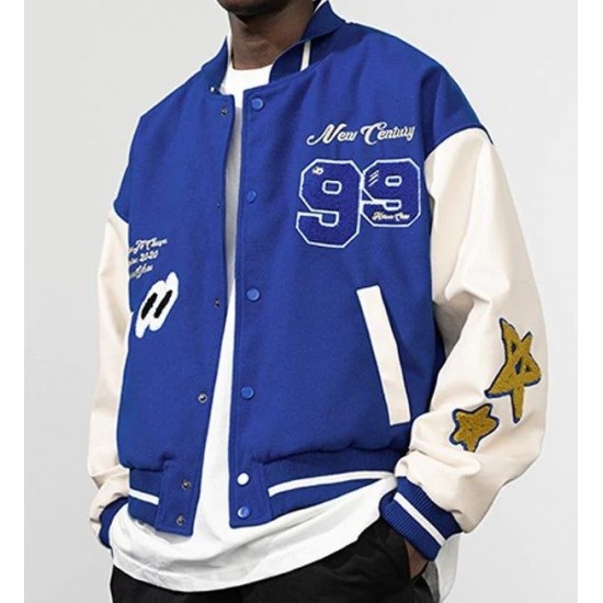 Harsh And Cruel Embroidered Clouds Varsity Jacket Harsh And Cruel Embroidered Clouds Varsity Jacket