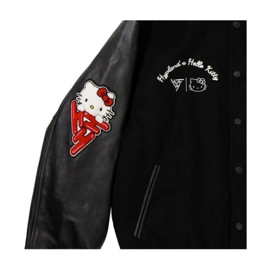 Hello Kitty Apples Wool Black Varsity Jacket Hello Kitty Apples Wool Black Varsity Jacket
