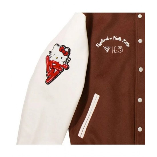 Hello Kitty Apples Wool Brown Varsity Jacket Hello Kitty Apples Wool Brown Varsity Jacket