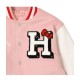 Hello Kitty Apples Wool Pink Varsity Jacket Hello Kitty Apples Wool Pink Varsity Jacket