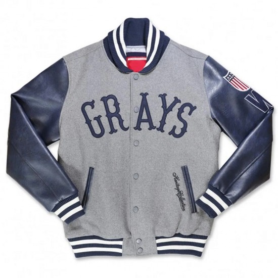 Homestead Grays Navy and Gray Varsity Jacket Homestead Grays Navy and Gray Varsity Jacket